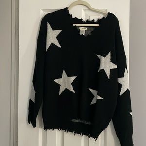 Oversized distressed star sweater